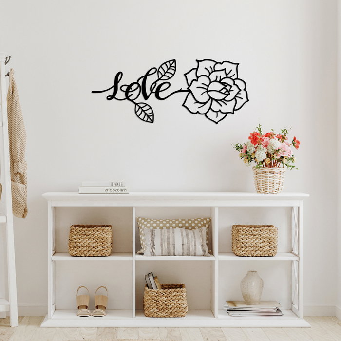 Wallity Love And Flower Escultura de pared negra